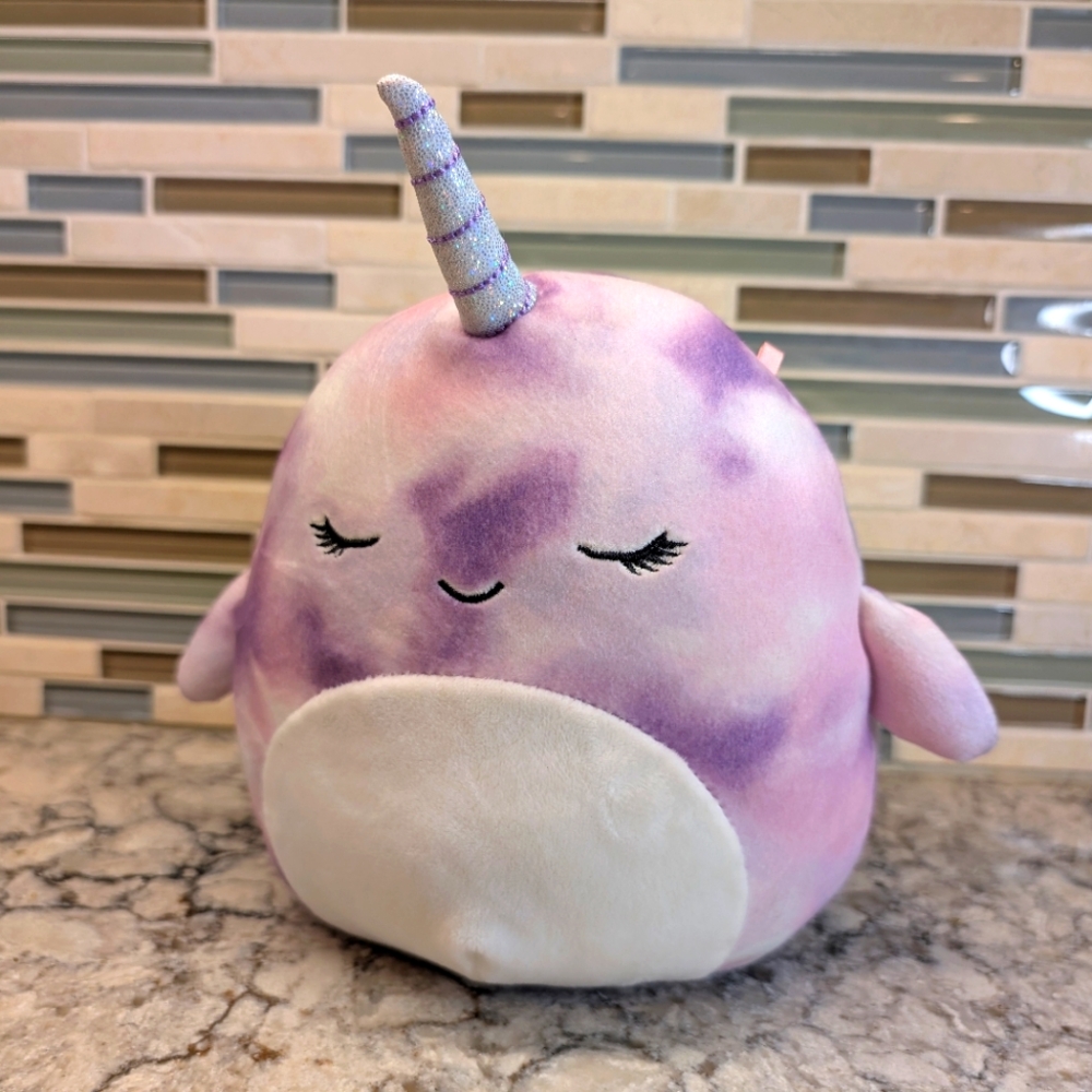 Squishmallow 10” Purple Narwhal Plush Stuffed Animal Kellytoy